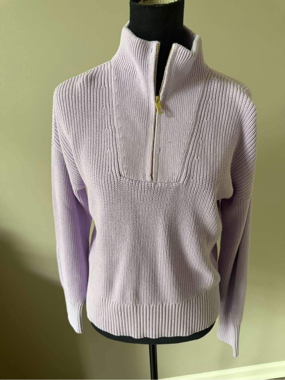 Lands' End NEW w/Tags Light Lavender Zip-Neck Women's Sweater XSMALL
